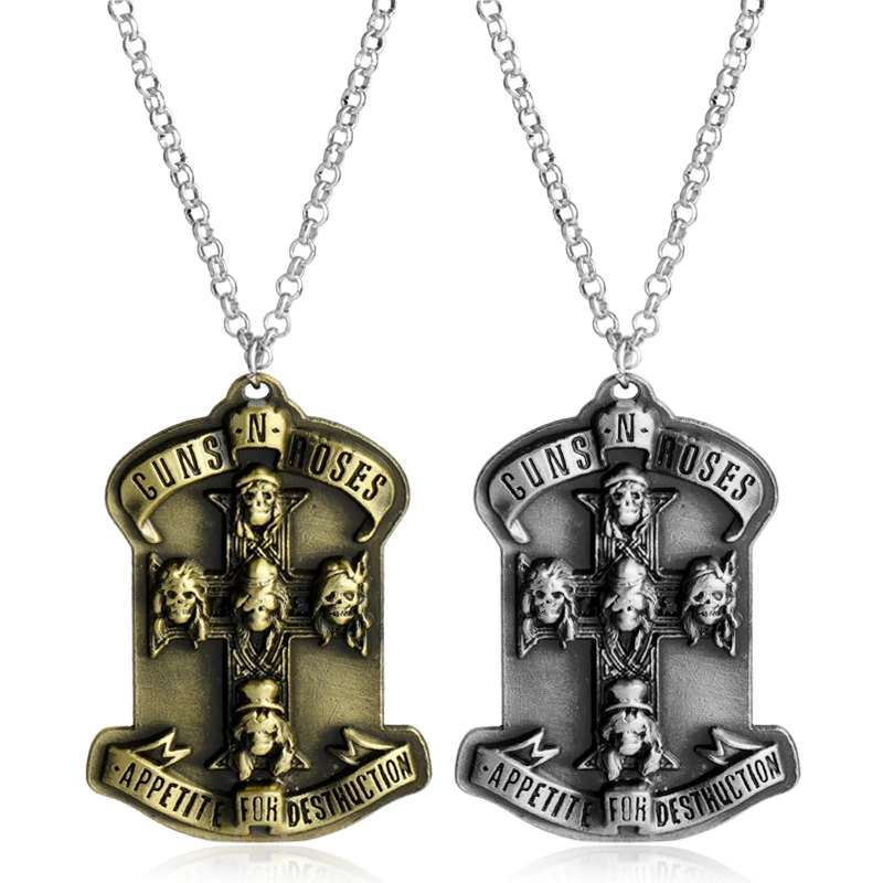 

dongsheng 2018 Music Band GnR Guns N Roses Necklace Cool Fans Pendant Fashion link chain Necklaces Friendship Gift Jewelry