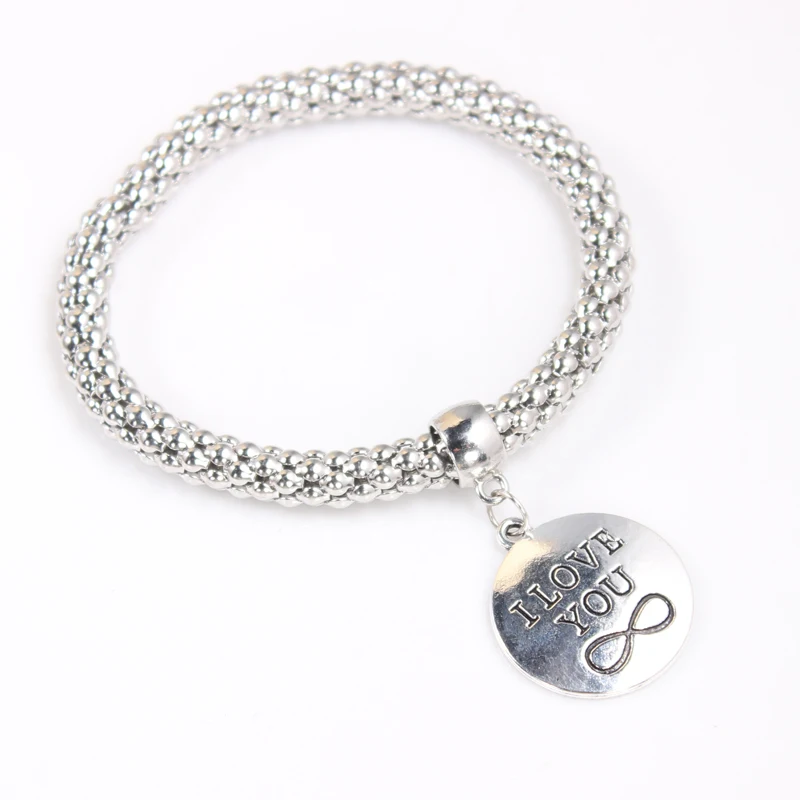 

I Love You Forever Dangle Charm Corn Chain Bracelet Women's Bangles Jewelry For Valentine's Day Gift(With Box)