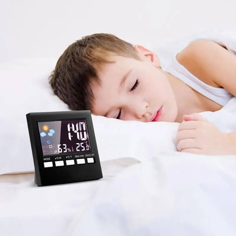 

Multi Function Weather Station Digital LCD Screen Backlight Temperature and Humidity Meter with Alarm Clock
