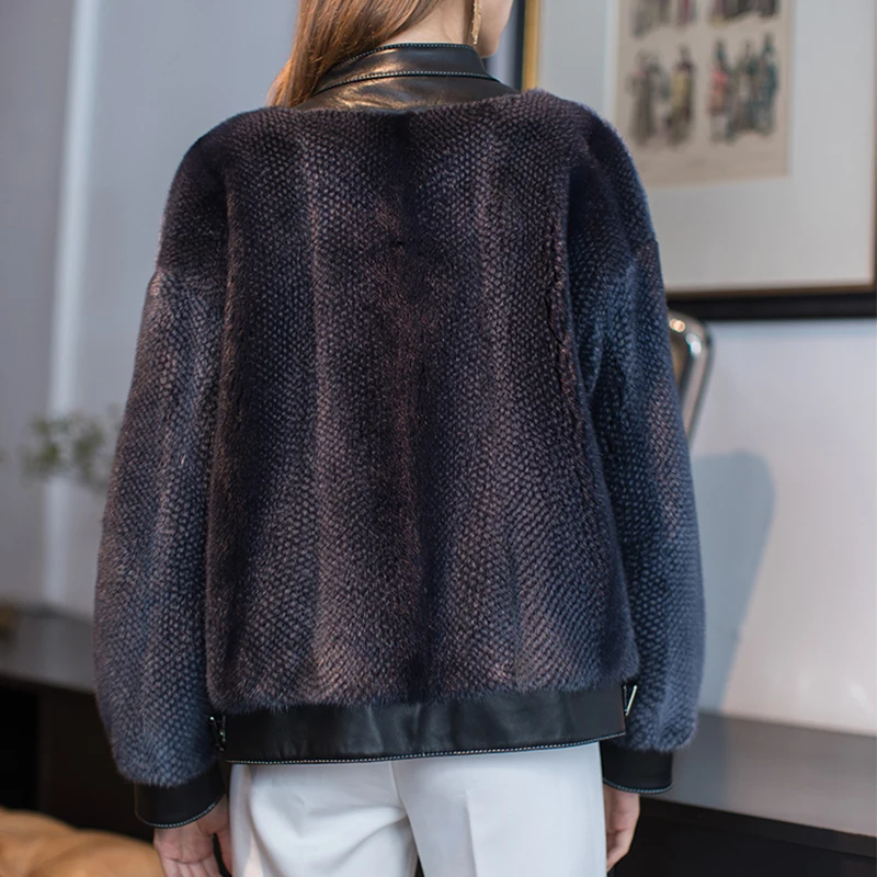 Fang Tai мех импортное бархатное Норковое меховое пальто воротник-стойка длинный рукав короткая норковая шуба с принтом локомотив настоящие норковые шубы