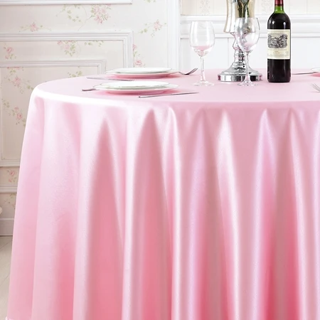 Романтический свадебный банкет сплошной цвет белая круглая сатиновая Скатерть прямоугольная Отель Ресторан обеденный кофе покрывала на барный столик - Цвет: pink