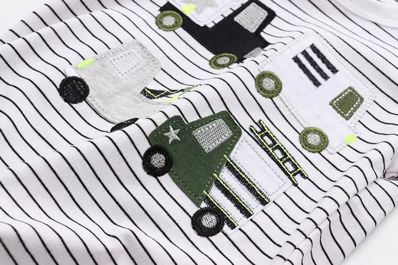 SAILEROAD/Полосатые футболки для мальчиков с машинками; летние топы для детей; детская рубашка с рисунком журавля и грузовика; футболки для малышей; одежда