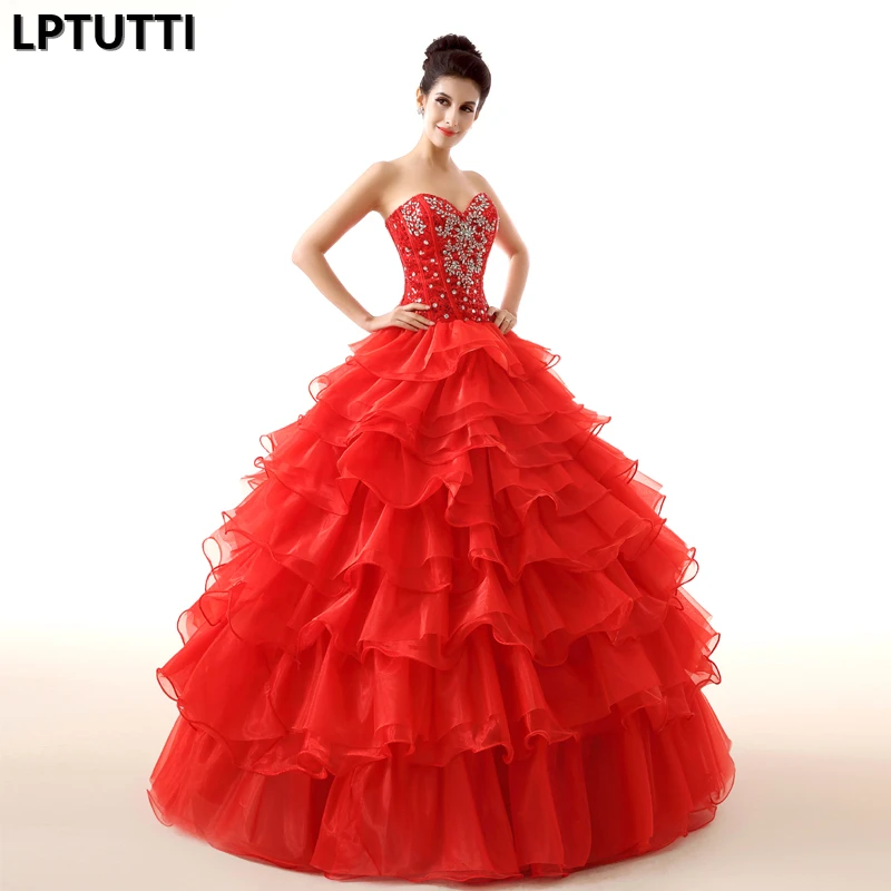 

LPTUTTI Strapless Laminated New Debutante Magnificent Fluffy Long Ball Gown Party Sweet 15 Year Old Quinceanera Dresses