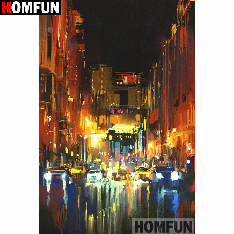 Алмазная живопись HOMFUN A15906 алмазная вышивка Улица из масляной живописи полная
