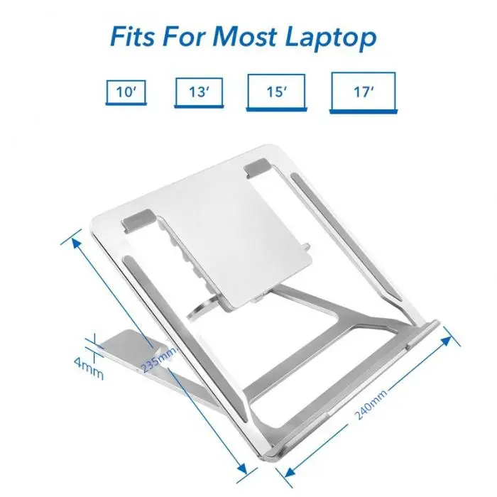Universal Aluminum Laptop Stand Folding Adjustable Holder Rack for Notebook Tablet XJ66
