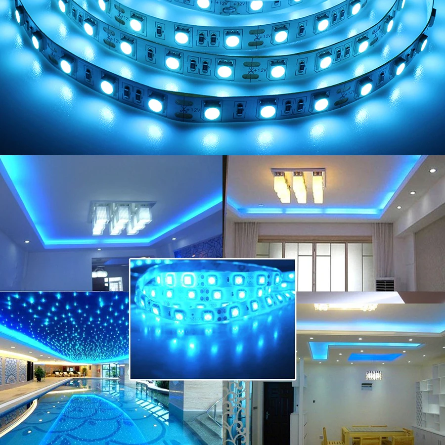 Светло голубой светодиодный ленточный светильник SMD 5050 DC 12V 5M 300 leds гибкий ing