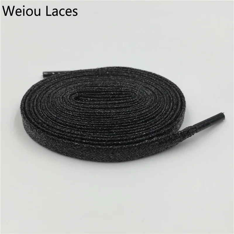 Weiou Fashion Metallic Glitter Gold Shoelaces Unique Sparkle Flat Shoe Laces String For Sneaker Sport Dress Shoe Boots Running