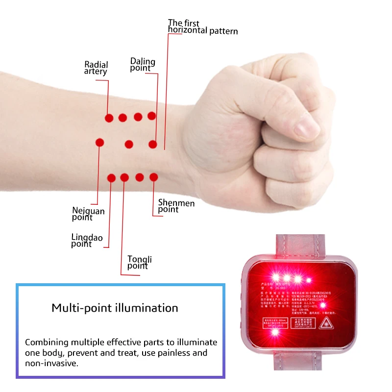 Нм светильник, волновая лазерная терапия, запястье для диабета, гипертония, очищающие часы для лечения крови, лазерный синусит, лазерный осветитель