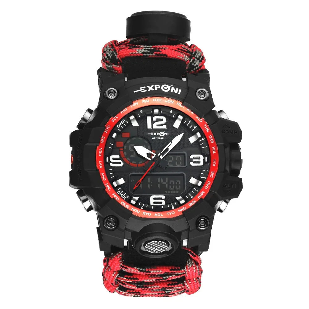 

EXPCNI Men Watch LED Analog Digital Watch Braided Strap Mens Watches Top Brand Luxury Army Military Sport Wristwatch Relogio