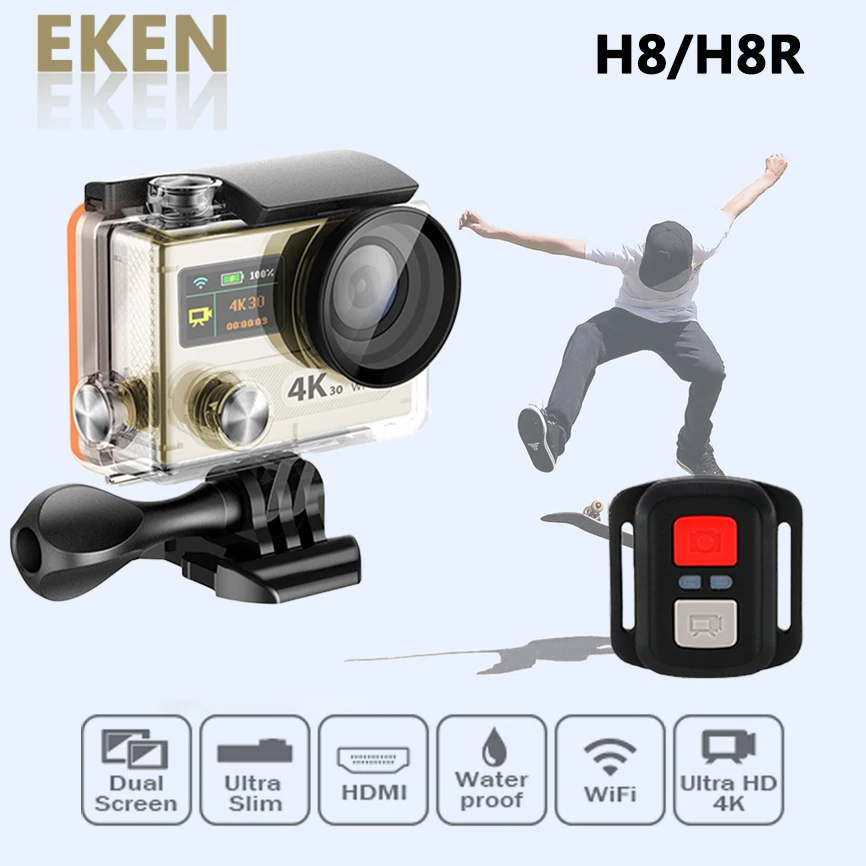Buy Cheap EKEN H8R / H8 Ultra HD 4K WIFI Action Camera Remote Controller VR360 Cam Go Waterproof Helmet Pro Yi Sport DVR + Option Monopod