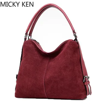 

Retro real Split Suede Leather Shoulder Bag For Women 2019 new Female Casual Handbag Messenger Top-handle bags high Quality
