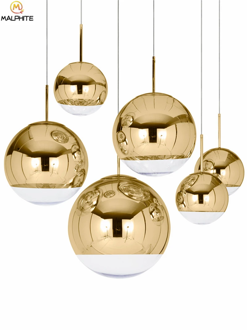 Подвесной светильник в скандинавском стеклянном шаре для кухни, гостиной, спальни, современный подвесной светильник, простой светильник для бара, ресторана