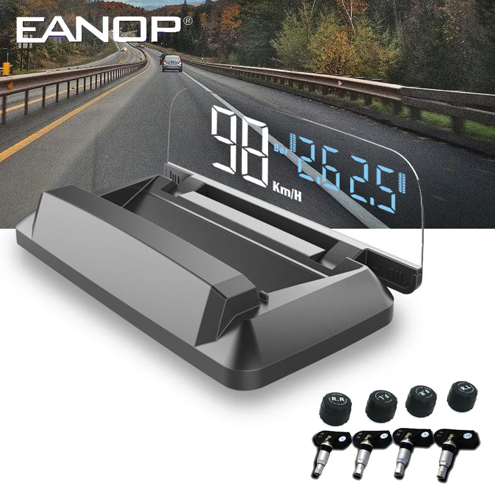 

EANOP M50 2 in 1 Mirror HUD head up display OBD2 Speedometer Windshield Projector with Tire pressure monitoring system TPMS