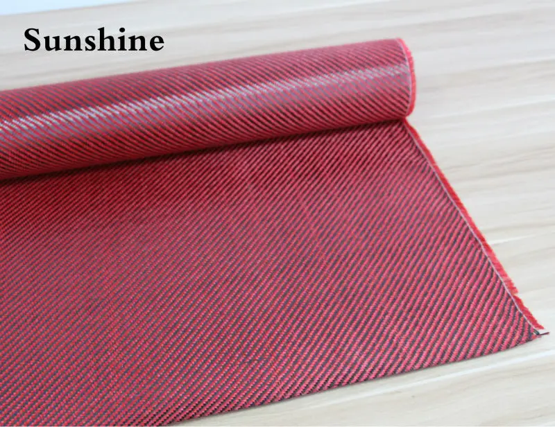 Carbon Aramid Hybrid Fabic Twill Red 185g (3)