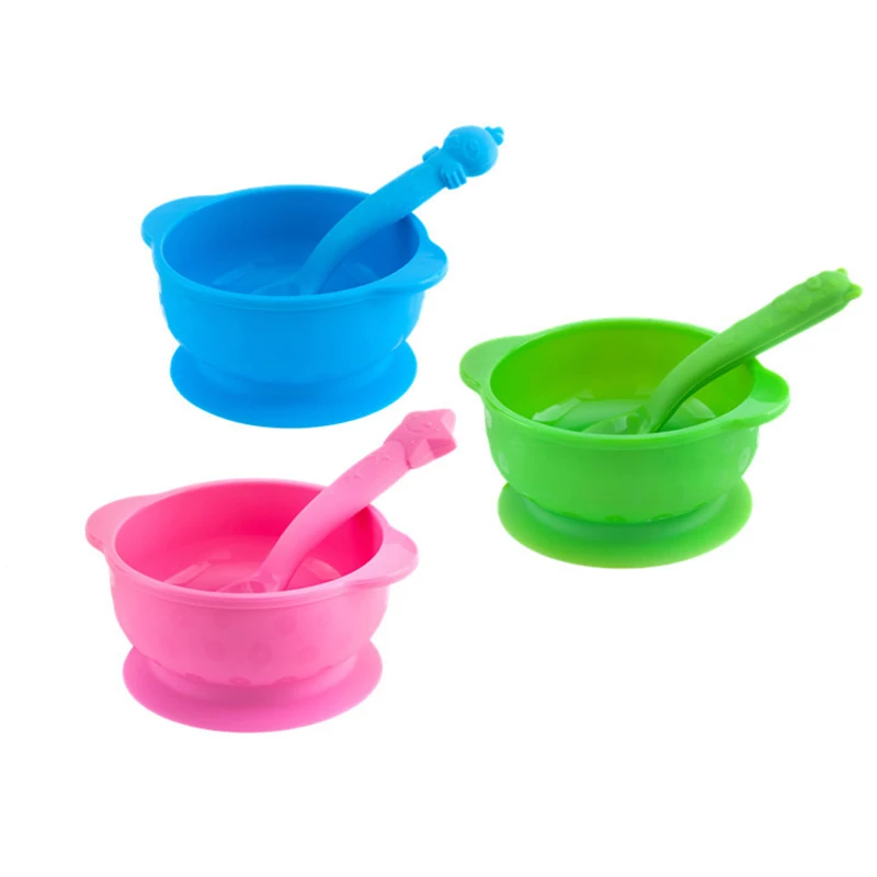 2 PcsSet Baby Food Storage Silicone Dinnerware Kids Child Suction Bowl Eco-friendly Children Training Feeding Dishes BB3109 (7)