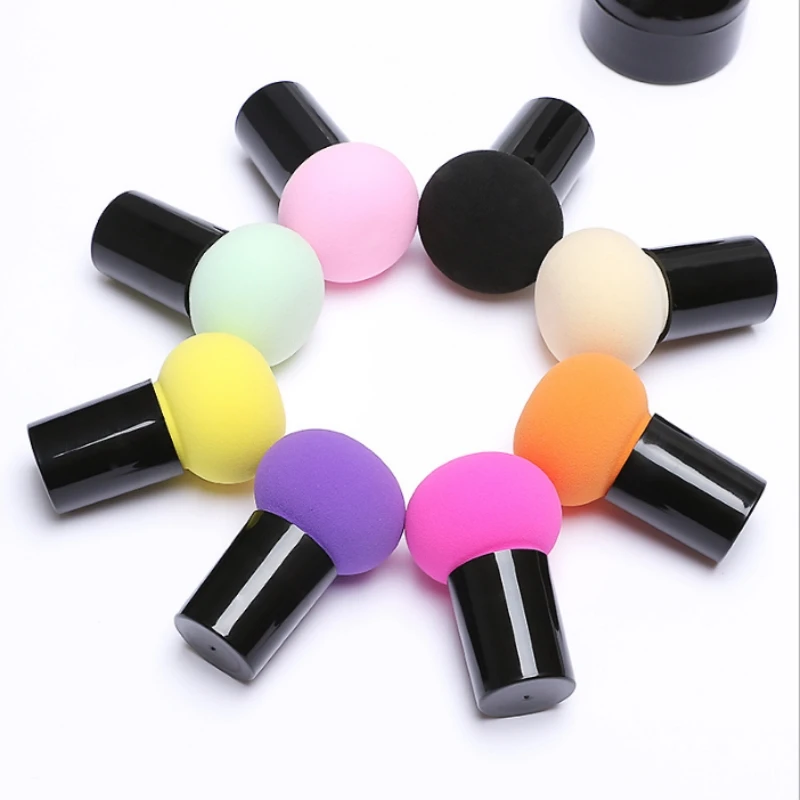

Round Mushroom Sponge with handle Makeup Foundation Cosmetic Puff Powder Smooth Water Drop Puff Beauty Tools with Storage Case