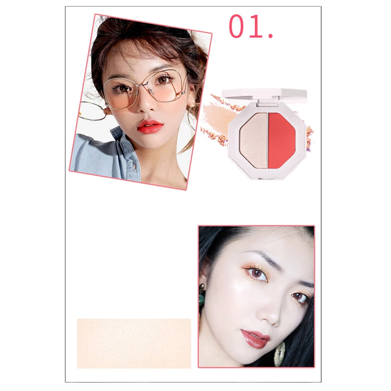 

Two-tone Highlighter Make Up Shimmer Cream Face Highlight Eyeshadow Naturally modified face-shaped micro-nude One box