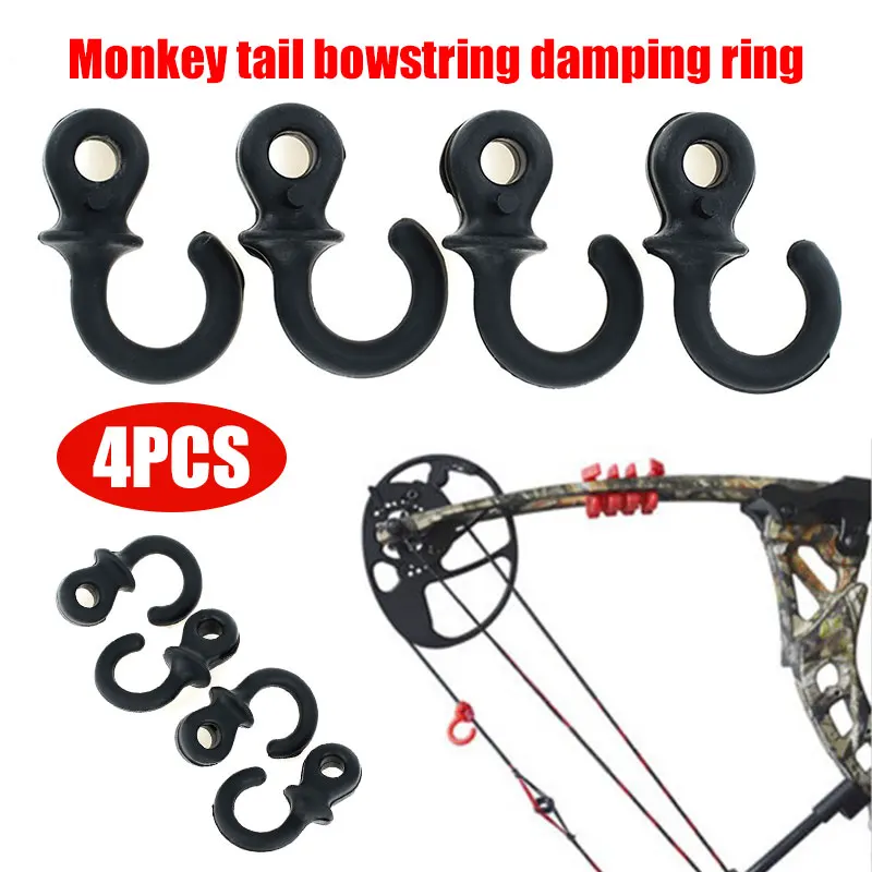 

4Pcs Monkey Tail Archery Bow String Stabilizer Compound Bowstring Damping Ring Bowstring Damper Reduce Shock Noise Oscillation