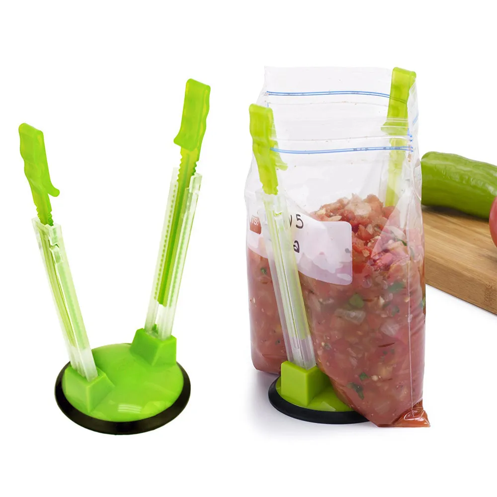 2 Pcs Bag Clips Snack Holder Non Slip Adjustable Hands Free Baggy Rack