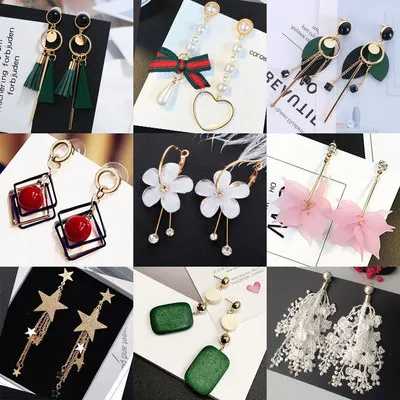 

Korea Tassels Earring Crystal Elegant Simple Multipe Styles Bowknot Star Flower Circle Earring Bijoux For Student Women Jewelry