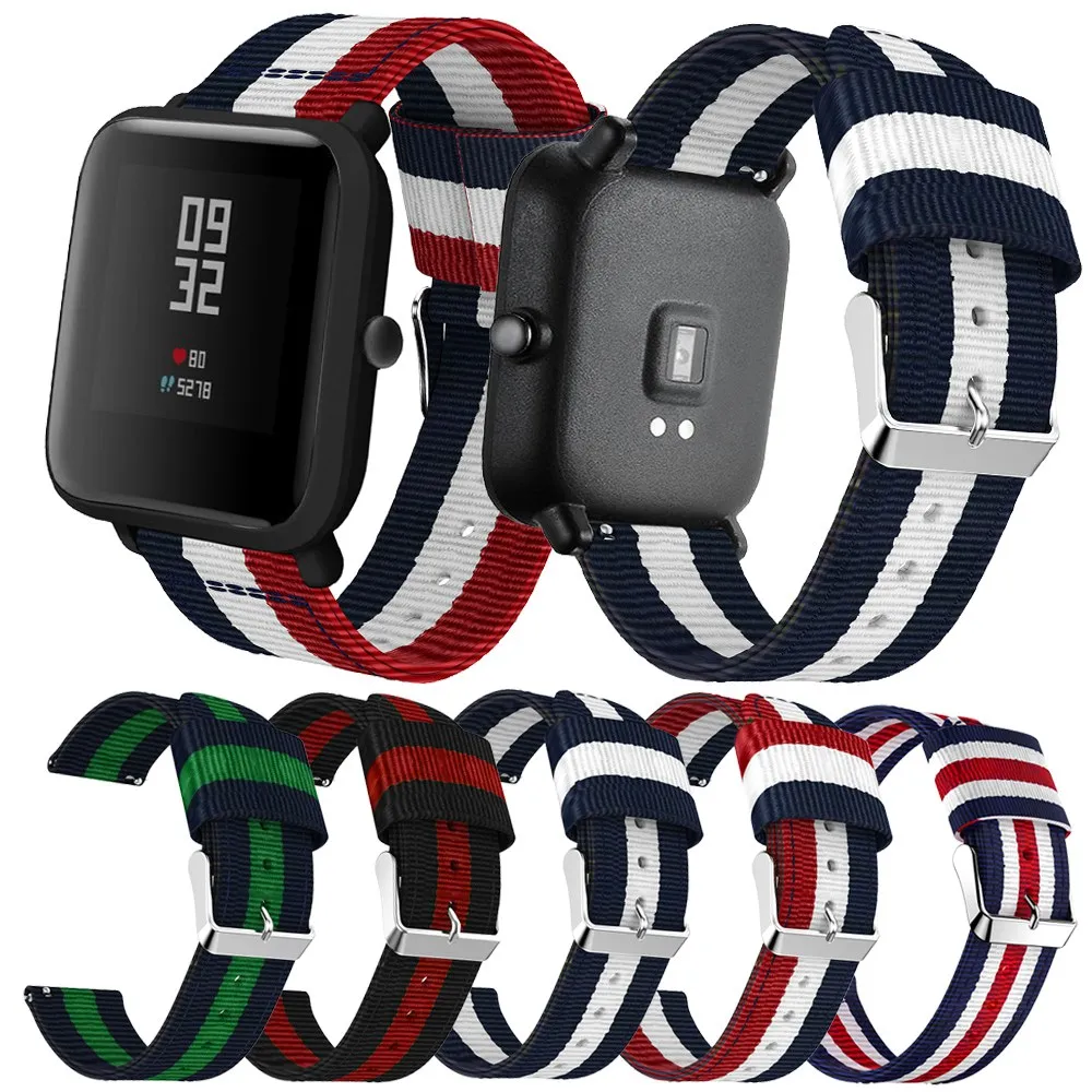 Нейлоновый холщовый ремень для Xiaomi Huami AMAZFIT Bip Youth умные часы 20 мм длина браслета съемные ремни для samsung Шестерни S2 классическая спортивная