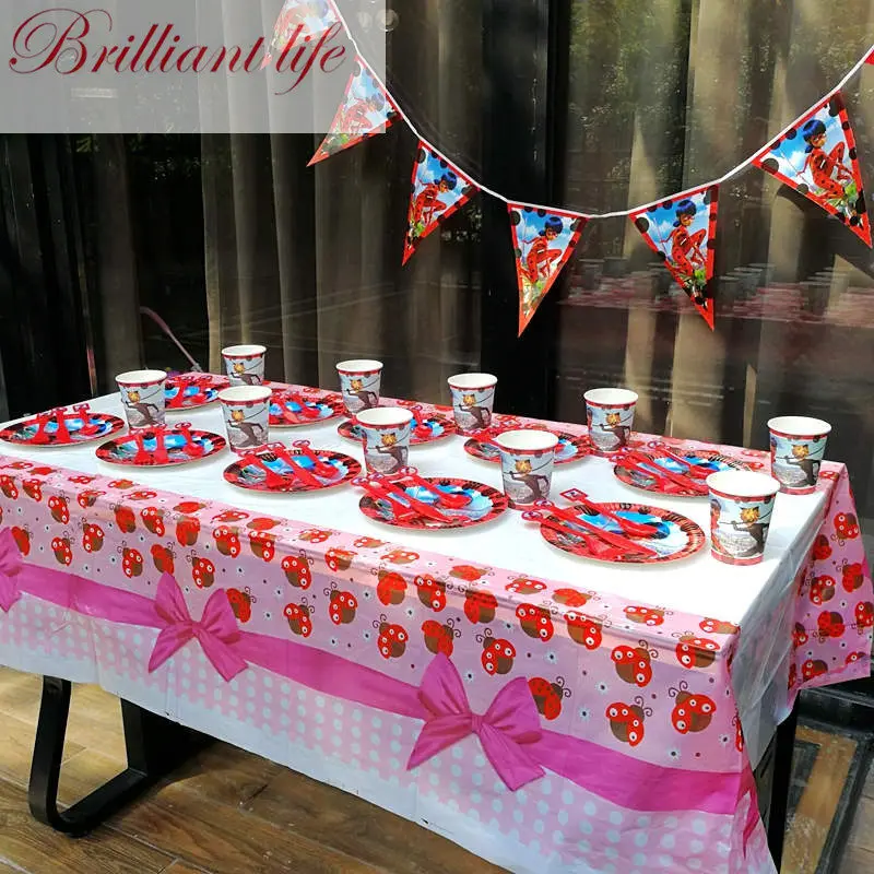 

Wonderful Ladybug Theme 252pcs Kids Birthday Party Paper Cup Plate Napkin Decoration Banner Christmas Candy Popcorn Box Supplies