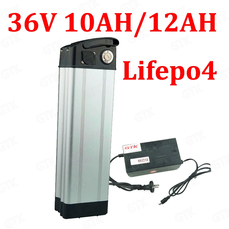 36V 10ah 500W Silver Fish Electric bike Lithium Battery with 20A BMS and Charger