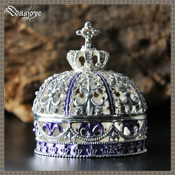 

European Retro Korean Princess Jewelry Box Vintage Jewellery Crown Case Metal Zinc Alloy Jewelry Storage Box Ring Storage Women