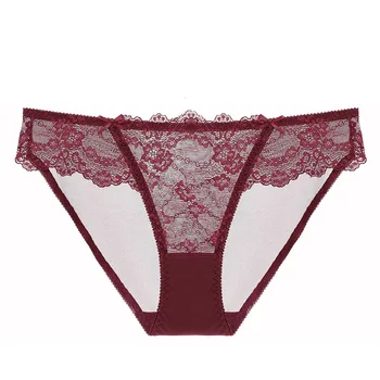 

Free shipping Ladies Sexy temptation lace low waist perspective pants women thin transparent underwear hollow out