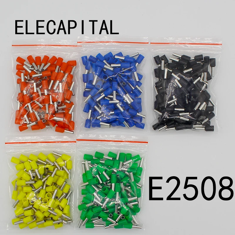 E2508 Tube insulating terminals 2 5MM2 100PCS Pack Insulated Cable Wire Connector Insulating Crimp Terminal Connector
