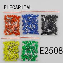 E2508 Tube insulating terminals 2.5MM2 100PCS/Pack Insulated Cable Wire Connector Insulating Crimp Terminal Connector E-