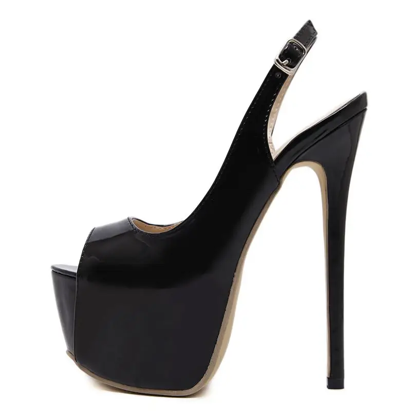 DiJiGirls Sexy Pumps Wedding Women Fetish Shoes 16 CM High Heels Peep toe Platform Patent Leather Nighclub Shoes Women Pumps
