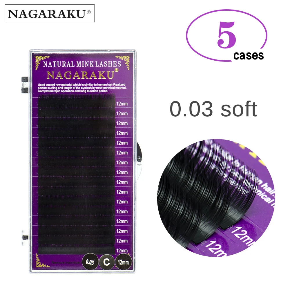 

NAGARAKU Maquiagem Makeup Lashes 5 Cases lot 0.03mm Individual Eyelash High Quality Soft Natural Faux Cils