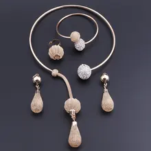 OEOEOS Fashion Dubai Gold Color Crystal Necklace Set African Beads Costume Acessories Bridal Wedding Jewelry Sets luxury dubai jewelry sets women crystal gold wedding accessories flower necklace wedding african beads jewelry set costume