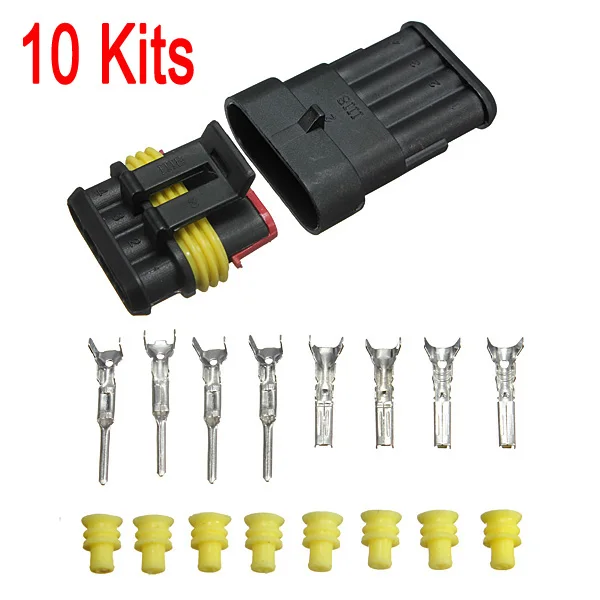 New 10 Set Car Auto 4 Pin 4 Way Sealed Waterproof Electrical Wire
