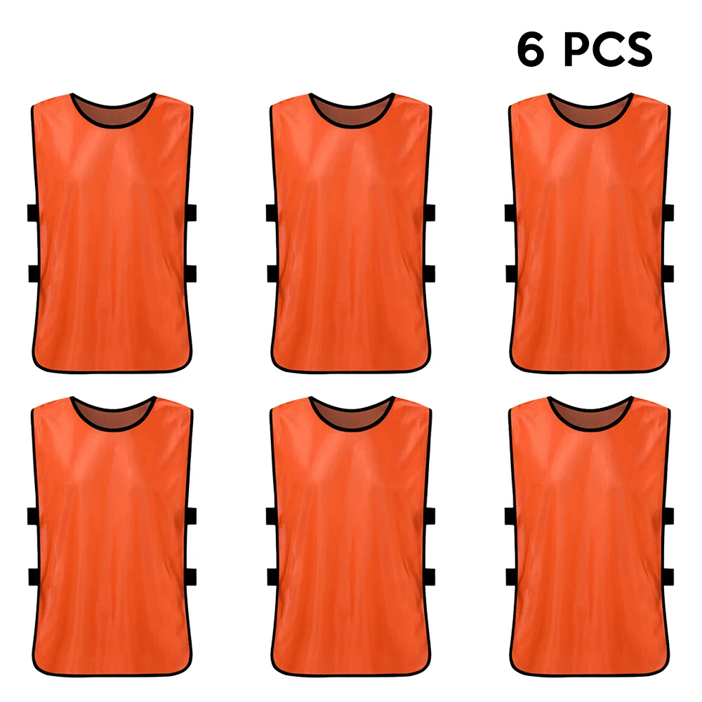 6 PCS Kid's Soccer Jersey Pinnies Quick Drying Football Jerseys Youth Sports Scrimmage Team Training Bibs Practice Sports Vest - Цвет: Оранжевый