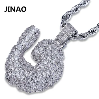 

JINAO Hip Hop Iced Out Gold Silver Color Plated Micro Pave CZ Shrimp Pendant Necklace for Men & Women Three Chains Jewelry Gifts