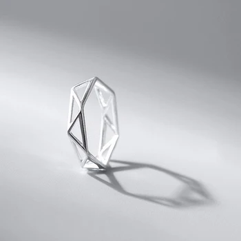 

XIYANIKE 925 Sterling Silver Simple Geometric Triangle Hollowed Fashion Tail Rings For Women Wedding Party Jewelry Gifts VRS2413