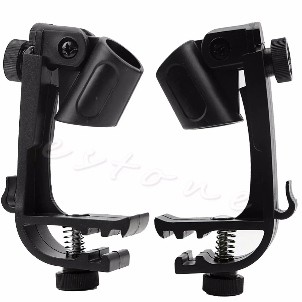 2X Adjustable Clip On Drum Rim Shock Mount Microphone Mic Clamp Holder
