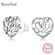 Аутентичные 925 пробы серебряные ажурные расцвет Древо жизни серьги-гвоздики для женщин Femme Brincos Свадебные украшения