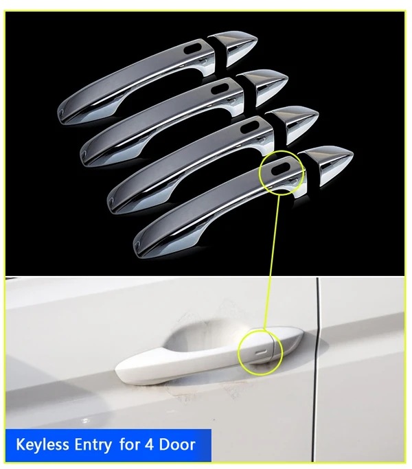 Для VW Passat B8 Хромированные крышки для ручек набор из 4 Volkswagen MK8 Sedan Wagon Variant автомобильные аксессуары наклейки для стайлинга автомобилей - Цвет: Keyless for 4 Door