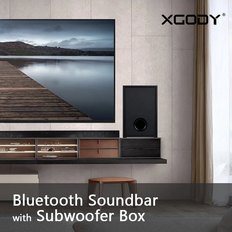 

XGODY Bluetooth Speaker Soundbar for Home Theater RCA Coaxial & Optical Powerful Subwoofer Speaker with Remote Control 40W