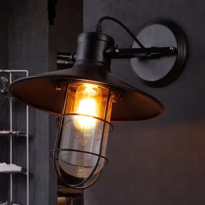 

Loft Black Retro Sconces Industrial Vintage Wall Light Bedroom Beside Light American Aisle Warehouse Balcony Outdoor Wall Lamp