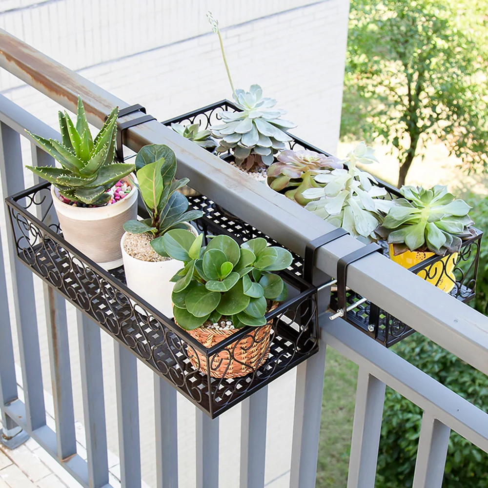 

Hanging Flower Pot Stand Rack Deck Rail Balcony Fence Planter Flower Pot Railing Shelf Flower Pots Holder