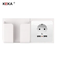 KEKA pop Dual USB Port Wall socket Charger Adapter Charging 2.4A Wall Charger Adapter EU Plug Socket Power Outlet white holder 6 port usb wall charging socket uk standard wall charger outlet power adapter faceplate socket plate panel