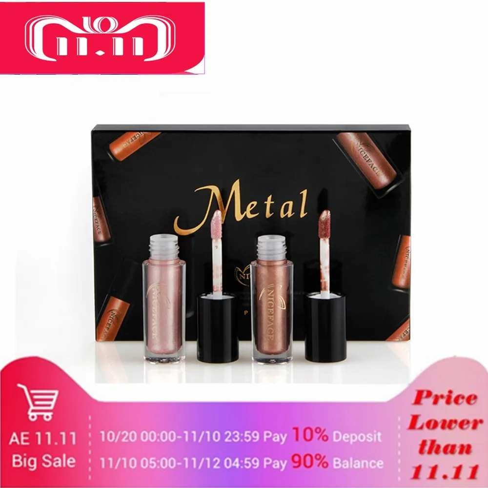 

Niceface 6Pcs/set Lot Pro Makeup Set Matte Lipgloss Kit Long Lasting Colors Waterproof Metallic Lip Gloss Liquid Lipstick
