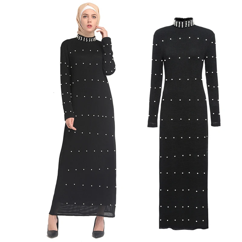 

Pearls Vestido 2019 Abaya Muslim Hijab Dress Kaftan Turkey Dubai Arabic Pakistani Ramadan Caftan Elbise Turkish Islamic Clothing