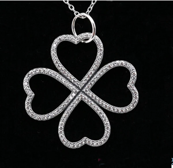 

Petals Of Love Necklace 925 sterling silver clover pendant wirh Cubic Zirconia NEW Compatible with silver Jewelry