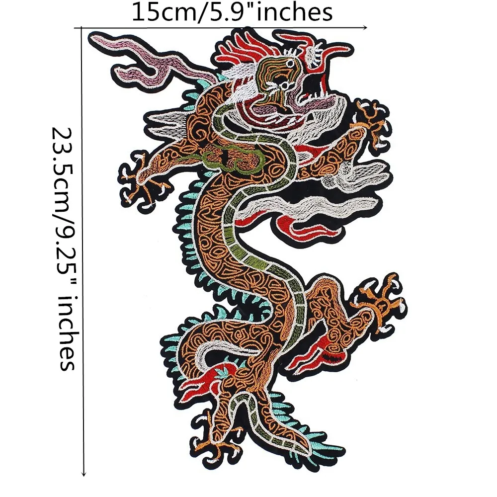 10 шт. Multicolours национальная Китайская вышивка в виде дракона; пришить нашивки аппликация модная брендовая обувь, одежда аксессуары TH1189