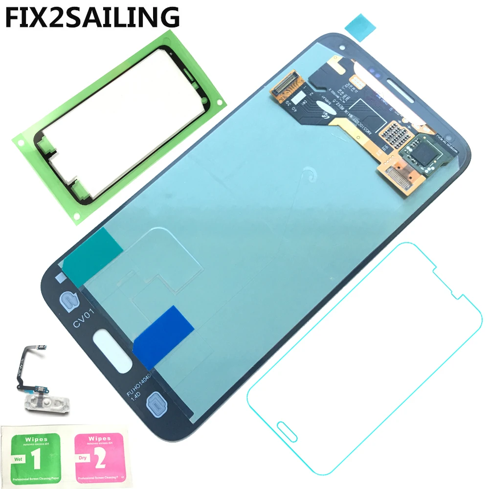 

Super AMOLED LCD Display 100% Tested Touch Screen Assembly Home Button For Samsung Galaxy S5 i9600 G900F G900H Black/White